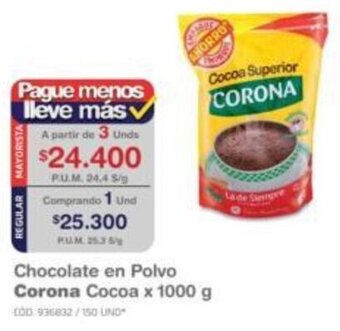 Makro Chocolate en Polvo Corona Cocoa 1000g oferta