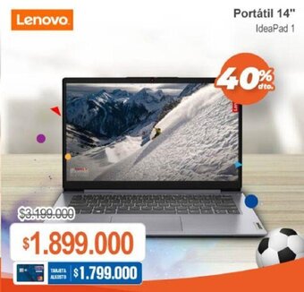 Alkosto Lenovo Portatil 14" Ideapad 1 oferta