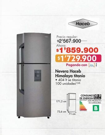 Metro Nevera haceb 404l oferta