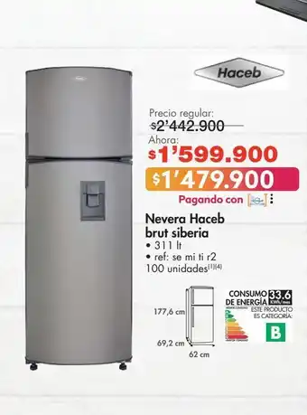 Metro Nevera haceb x 311l oferta