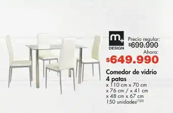 Metro Comedor de vidrio 4 patas oferta