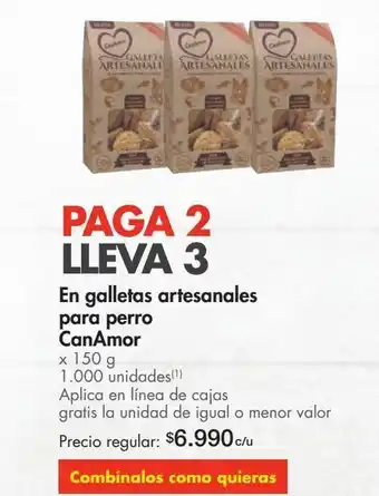 Metro En galletas artesanales para perro can amor x 150g oferta