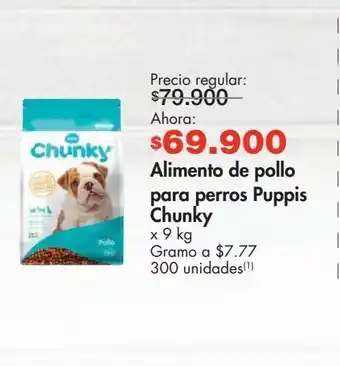Metro Alimento de pollo para perros puppis chunky x 9kg oferta