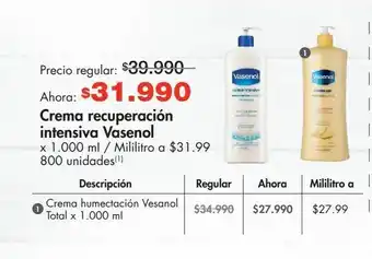 Metro Crema recuperación intensiva vasenol oferta