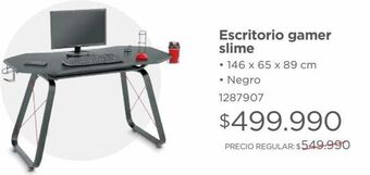 Easy Escritorio gamer slime 146x65x89 negro oferta