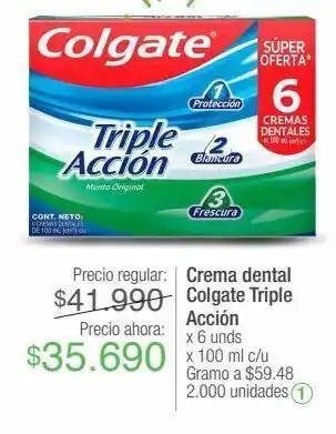 Jumbo Crema dental colgate triple acción x 6 unds x 100 ml c/u oferta