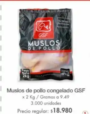 Metro Muslos de pollo congelado gsf x 2kg oferta