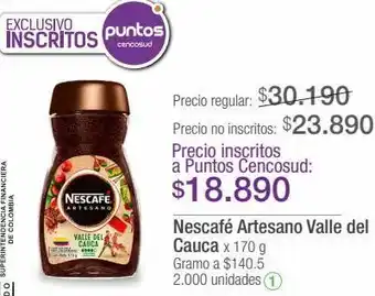 Jumbo Nescafé artesano valle del cauca 170g oferta