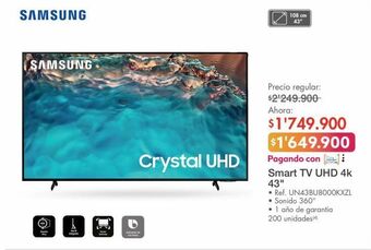 Metro Samsung smart tv uhd 4k 43" • ref. un43bu8000kxzl oferta