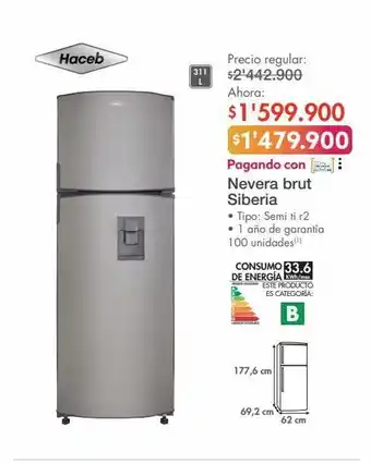 Metro Hace nevera brut siberia 311l oferta