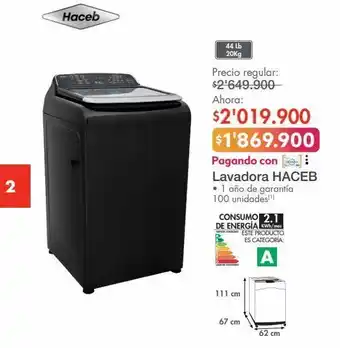 Metro Lavadora haceb 20kg oferta