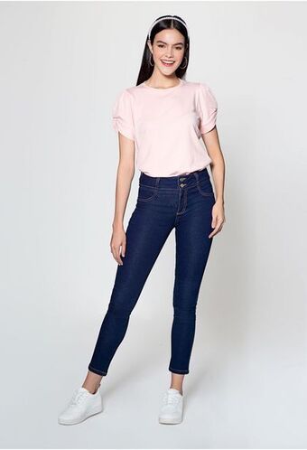 ELA Jean skinny azul sin bolsillos tiro alto oferta