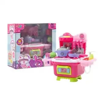 Set de cocina de juguete rosada con accesorios kitchen set