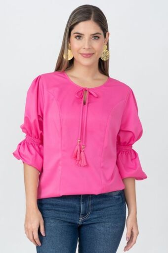 Unipunto Blusa manga 3/4 escote en v con borla oferta