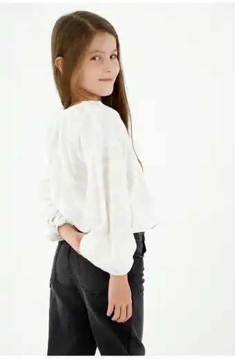 Tennis Camisa de mujer, silueta clásica, cuello redondo manga larga, con ojalillo oferta