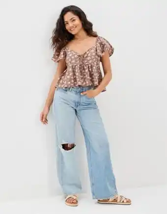 American Eagle Blusa ae con cuello en v oferta