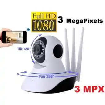 Linio Camara seguridad robotica ip fullhd 3mpx wifi vigilancia ptz 3 antenas oferta