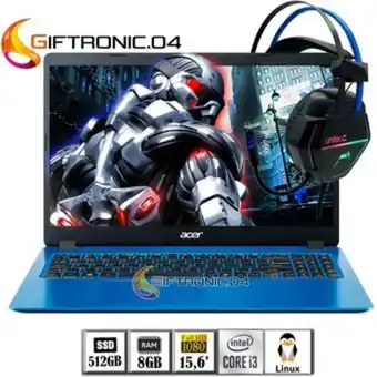 Linio Portátil acer 15,6" intel i3 ram 8gb 512gb ssd + diadema oferta