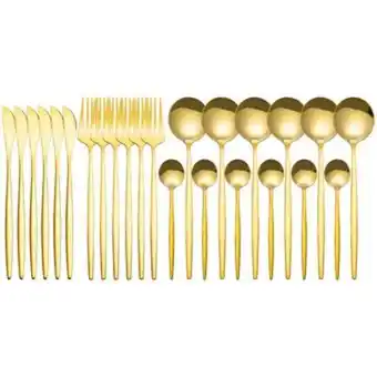 Linio Juego de cubiertos de acero inoxidable de 24 oro oferta