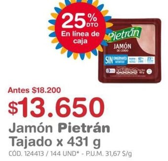 Makro Jamón Pietrán Tajado 431g oferta