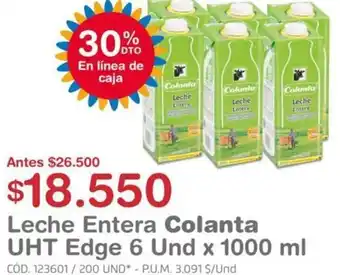 Makro Leche Entera Colanta UHT Edge 6 Und x 1000ml oferta