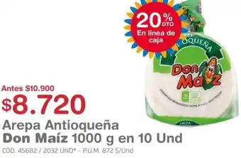 Makro Arepa Antioqueña Don Maíz 1000g en 10 Und oferta