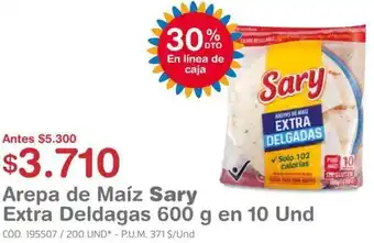 Makro Arepa de Maíz Sary Extra Deldagas 600g en 10 Und oferta