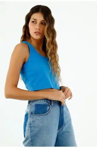 Tennis Camiseta para mujer tipo crop azul oferta