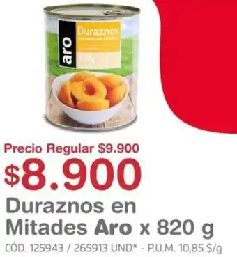 Makro Durazno en Mitades Aro 820g oferta