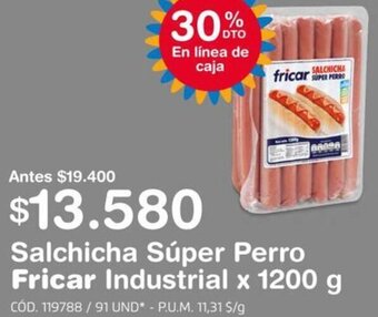 Makro Salchicha Súper Perro Fricar Industrial 1200g oferta