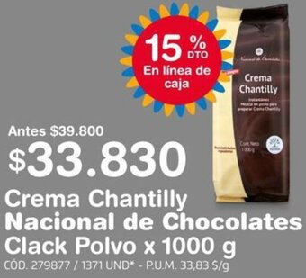 Makro Crema Chantilly Nacional de Chocolates Clack Polvo 1000g oferta