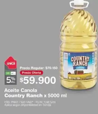 Makro Aceite Canola Country Ranch 5000ml oferta