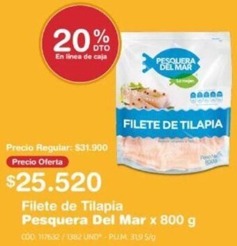 Makro Filete de Tilapia Pesquera Del Mar 800g oferta