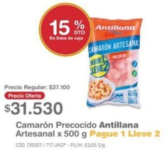 Makro Camarón Precocido Antillana Artesanal 500g oferta