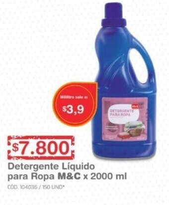Makro Detergente Líquido para Ropa M&C 2000ml oferta