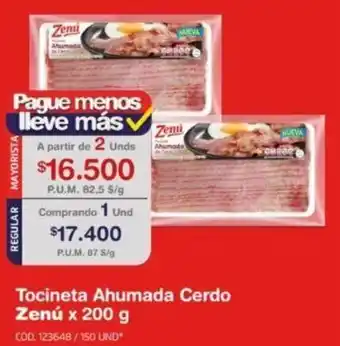Makro Tocineta Ahumada Cerdo Zenú 200g oferta