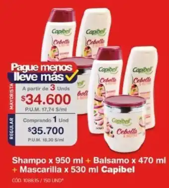 Makro Shampoo 950ml + Balsamo 470ml + Mascarilla 530ml Capibel oferta