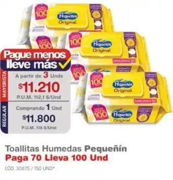 Makro Toallitas Humedas Pequeñin Paga 70 Lleva 100Und oferta