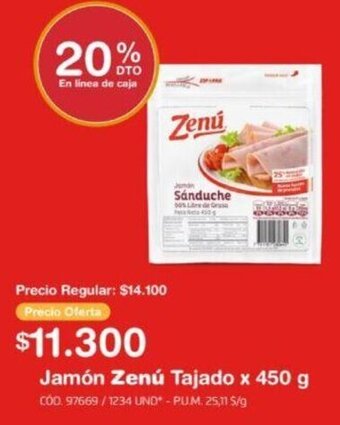Makro Jamón Zenú Tajado 450g oferta