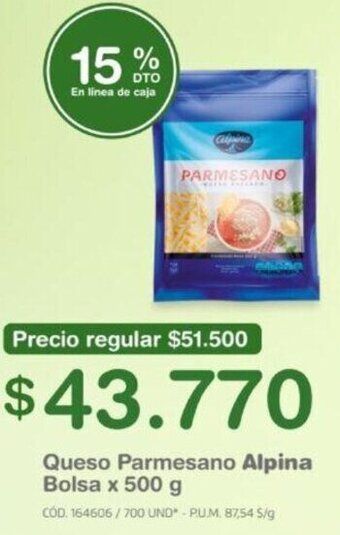 Makro QUeso Parmesano Alpina Bolsa 500g oferta