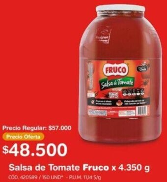 Makro salsa de Tomate Fruco 4,350g oferta