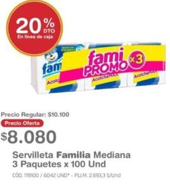 Makro Servilleta Familia Mediana 3 Paquetes x 100 Und oferta