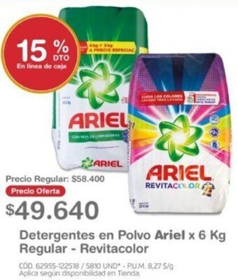 Makro Detergente en Polvo Ariel 6kg Regular Revitacolor oferta