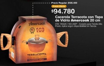 Makro Cacerola Terracota con Tapa de Vidrio Amercook 20cm oferta