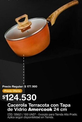 Makro Cacerola Terracota con Tapa de Vidrio Amercook 24cm oferta