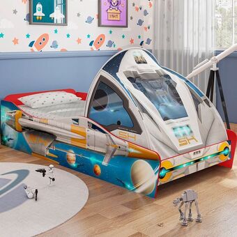 Muebles Jamar Cama infantil 1.00 galaxy azul carpa oferta