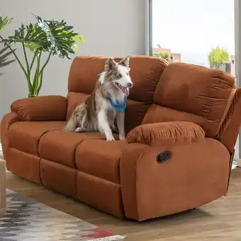 Muebles Jamar Sofá reclinable 3 puestos evans microfibra terra oferta