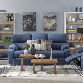 Muebles Jamar Sófa reclinable 3 puestos evans microfibra azul oferta