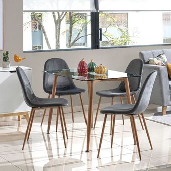 Muebles Jamar Comedor 4 puestos harrison microfibra gris, natural oferta