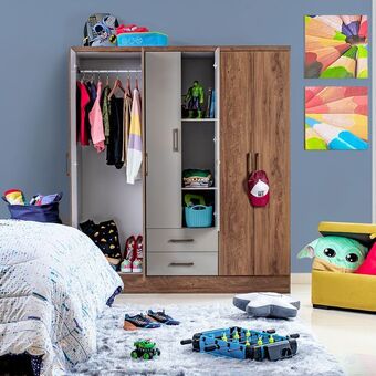 Muebles Jamar Closet living natural oscuro, tupe 160x182x46 oferta